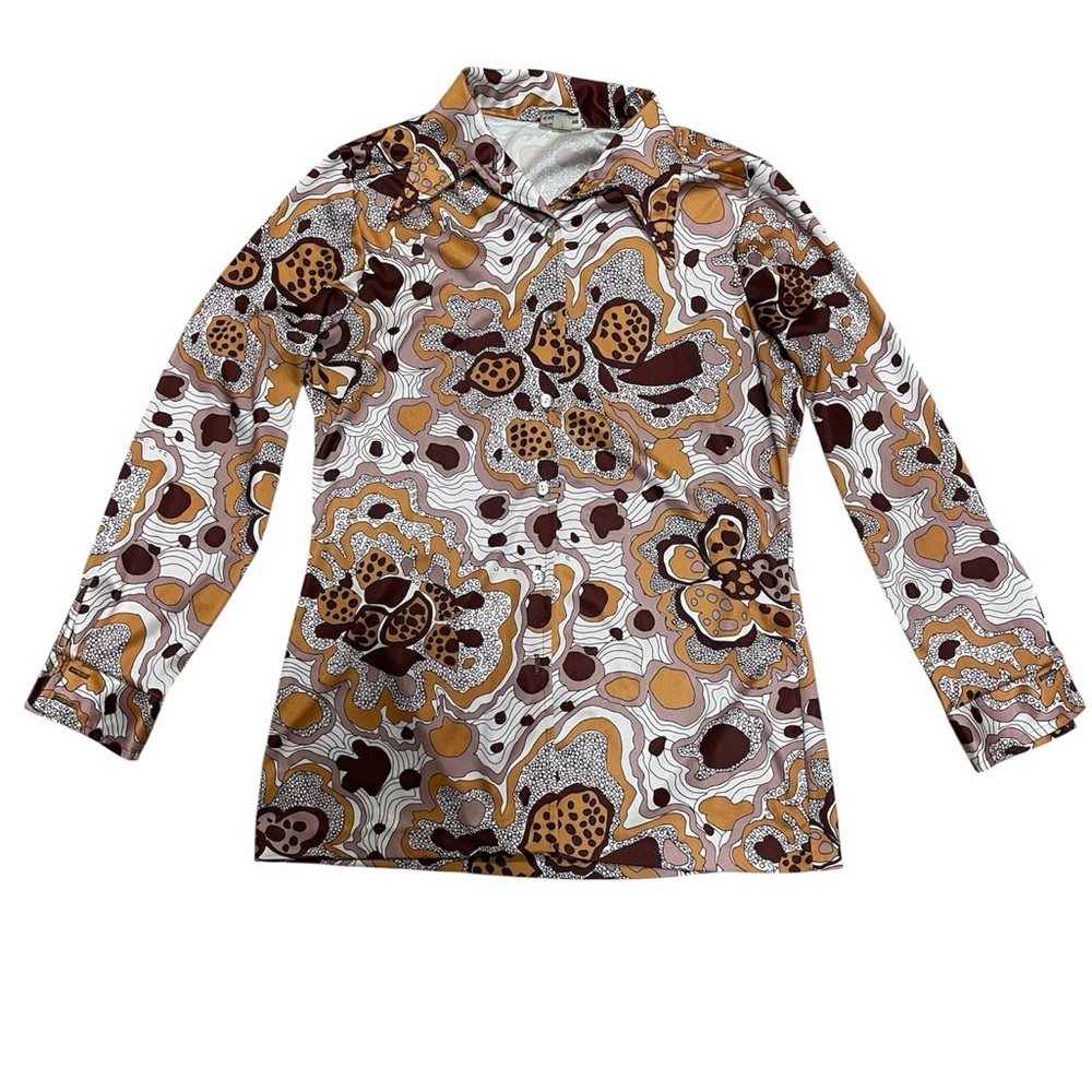 Catalina Sportswear Brown and Tan Patterned Top